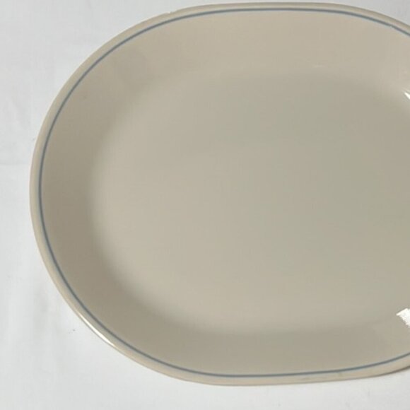 Corelle by Corning Lace Bouquet 12" Oval Serving Platter Cream with Blue Band - Picture 2 of 4